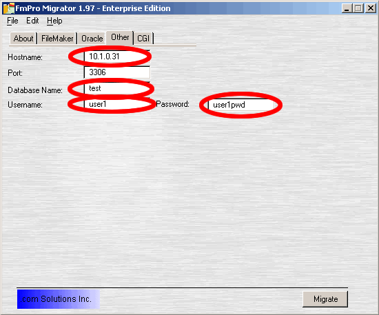 Figure 9 - MySQL Database Parameters