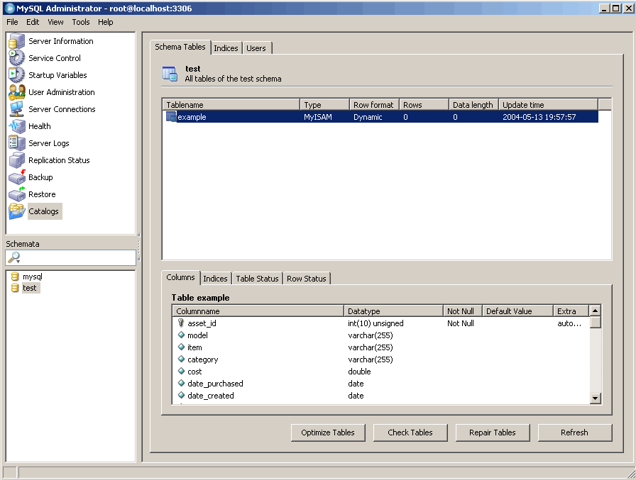 Figure 14 - Verify MySQL Table Creation