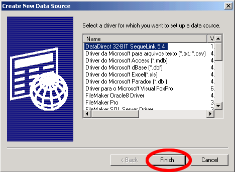 Figure 20 - Select DataDirect 32Bit SequeLink 5.4 Driver