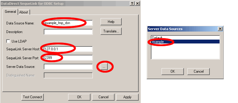 Figure 21 - Enter SequeLink Driver Parameters for FileMaker 7