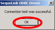 Figure 22 - Test FileMaker 7 ODBC DSN - Success