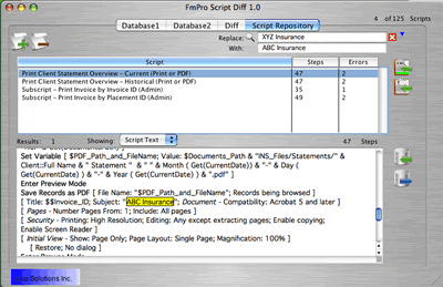 FmPro Script Diff -  Search & Replace Text