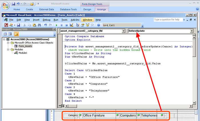 Form Event Code for Radio Button Sets