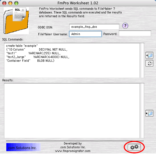 [Figure 39 - Creating New Table With FmPro Worksheet] 